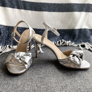 Michael Kors Silver Bow Peep toe Stiletto Heels